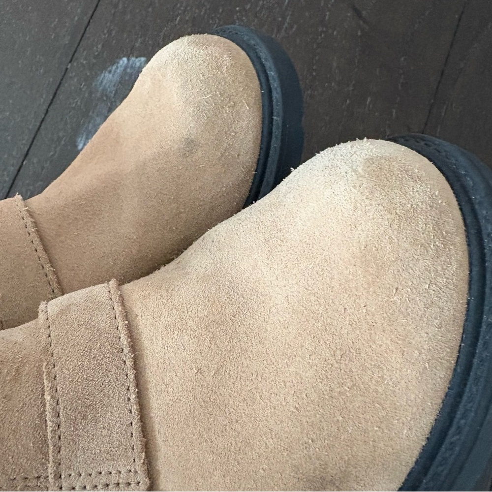Ugg Ashton Short Weather Boot Boots Tan Suede Buckle Beige Size 3 Kids Unisex - Picture 7 of 12